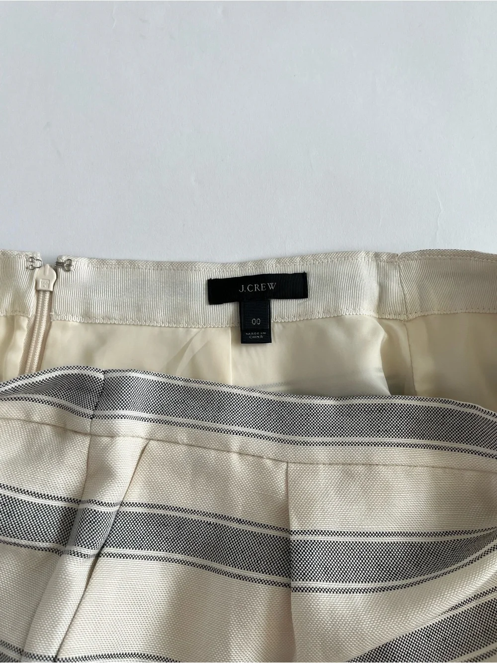J. Crew Cream and Gray Striped Pencil Skirt